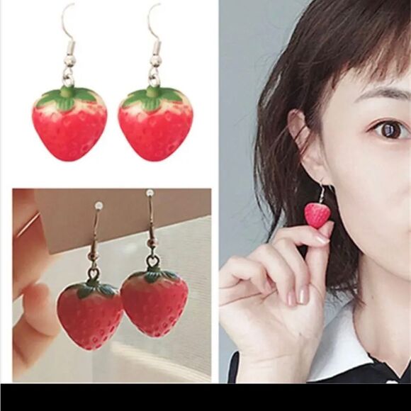Strawberry Dangle Earrings - Picture 3 of 5
